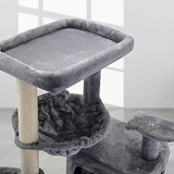 Grey Velvet Sisal Rope Wrapped Scratching Cat Climbing Frame Tree