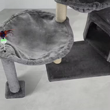 Grey Velvet Sisal Rope Wrapped Scratching Cat Climbing Frame Tree