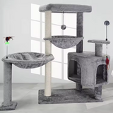 Grey Velvet Sisal Rope Wrapped Scratching Cat Climbing Frame Tree
