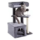 Luxury Multi-level Grey Plush Cat Activity Tree Tower With Scratcher Sisal