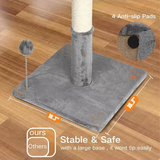 Grey Velvet Cat Climbing Frame Scratching Wood Cat Tree Tower With Ball