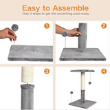 Grey Velvet Cat Climbing Frame Scratching Wood Cat Tree Tower With Ball
