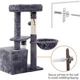 Customized Dark Grey Velvet Sisal Rope Wrapped Scratching Tree For Cat