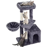 Customized Dark Grey Velvet Sisal Rope Wrapped Scratching Tree For Cat