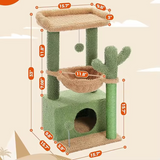 Customized Green Short Plush Sisal Rope Wrapped Cat Tree Tower