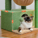 Customized Green Short Plush Sisal Rope Wrapped Cat Tree Tower