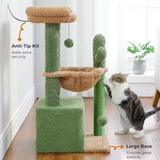 Customized Green Short Plush Sisal Rope Wrapped Cat Tree Tower