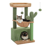 Customized Green Short Plush Sisal Rope Wrapped Cat Tree Tower