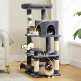 Customized Dark Grey Velvet Multi Level Cat Tree House Tower
