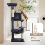 Customized Dark Grey Velvet Multi Level Cat Tree House Tower