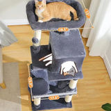 Customized Dark Grey Velvet Multi Level Cat Tree House Tower