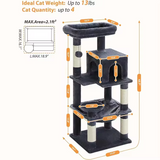 Customized Dark Grey Velvet Multi Level Cat Tree House Tower