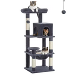 Customized Dark Grey Velvet Multi Level Cat Tree House Tower