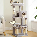 Factory Grey Velvet Large Indoor Climbing Frame Timber Cat Tree Tower