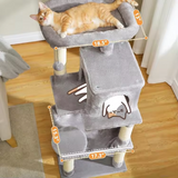 Factory Grey Velvet Large Indoor Climbing Frame Timber Cat Tree Tower
