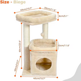 Custom Soft Beige Velvet Cat Sisal Cat Tree Tower