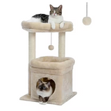 Custom Soft Beige Velvet Cat Sisal Cat Tree Tower
