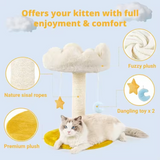 Modern White Short Plush Moon Star Climbing Tree House Multilayer For Cats