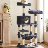 Modern Black Velvet Wooden Sisal Rope  Large Cat Tree Tower