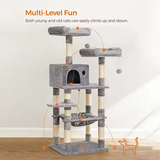 Modern Black Velvet Wooden Sisal Rope Large Cat Tree Tower