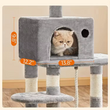 Modern Black Velvet Wooden Sisal Rope Large Cat Tree Tower