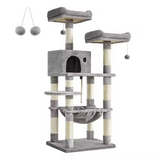 Modern Black Velvet Wooden Sisal Rope Large Cat Tree Tower