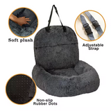 Car Booster Pet Seat Nest Washable Portable Grey Plush Travelling