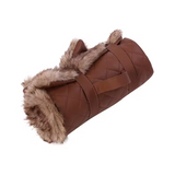 Ecofriendly Plush Pu Leather Roll Up Mat Portable Rectangle Dog Bed With Handle