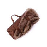 Ecofriendly Plush Pu Leather Roll Up Mat Portable Rectangle Dog Bed With Handle