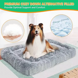 Customized Portable Grey Plush Dog Beds Non-slip Rectangle Dog Pet Bed