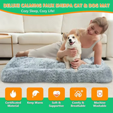 Customized Portable Grey Plush Dog Beds Non-slip Rectangle Dog Pet Bed