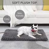 Manufacturer Dark Grey Plush Washable Portable Dog Mat