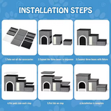 Custom Grey Small Dog Cat Stairs 3 Steps For High Beds Home Dog Sofa