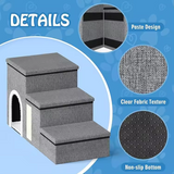 Custom Grey Small Dog Cat Stairs 3 Steps For High Beds Home Dog Sofa