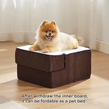 Custom Soft Foam Brown Dog Stairs 3 Steps For High Bed