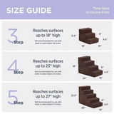 Custom Soft Foam Brown Dog Stairs 3 Steps For High Bed
