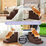Custom Soft Foam Brown Dog Stairs 3 Steps For High Bed