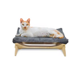 Luxury Detachable Wood Elevated Dog Bed With Plush Cushion