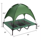 Luxury Cooling Elevated Portable Breathable Pet Cot With Green Canopy