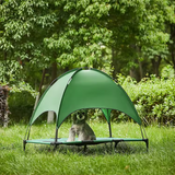 Luxury Cooling Elevated Portable Breathable Pet Cot With Green Canopy