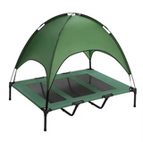 Luxury Cooling Elevated Portable Breathable Pet Cot With Green Canopy