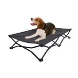 Custom Black Breathable Mesh Foldable Elevated Pet Camping Cot Outdoors