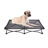 Custom Black Breathable Mesh Foldable Elevated Pet Camping Cot Outdoors