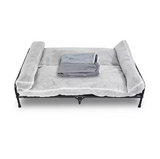 Custom Grey Cushion Metal Elevated Pet Camping Cot Outdoors