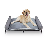 Custom Grey Cushion Metal Elevated Pet Camping Cot Outdoors
