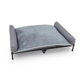 Custom Grey Cushion Metal Elevated Pet Camping Cot Outdoors