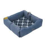 Customized Portable Blue Short Plush Rectangle Pet Bed