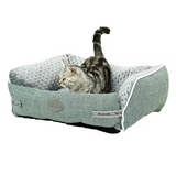 Premium High Quality Green Linen Soft Cozy Rectangle Folding Pet Bed
