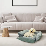 Premium High Quality Green Linen Soft Cozy Rectangle Folding Pet Bed