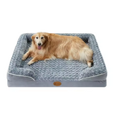 Customized Minimalist Grey Velvet Rectangle Orthopedic Memory Foam Dog Bed